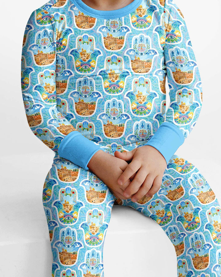Hamsa Hand Bamboo Two Piece Long Sleeve Pajama Set