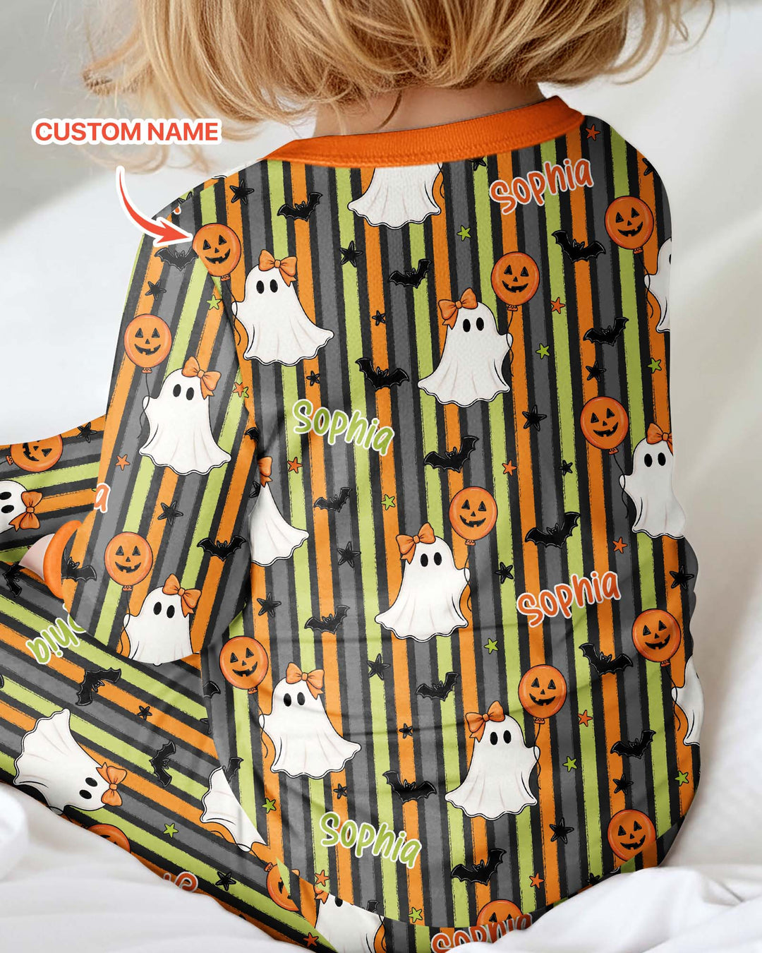 Custom Name Ghost Holding Balloon Bamboo Convertible Zippy