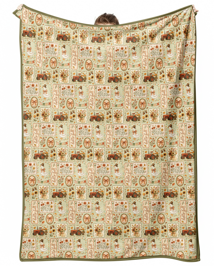 Farmhouse Fall Goose Family Matching Bamboo Blanket