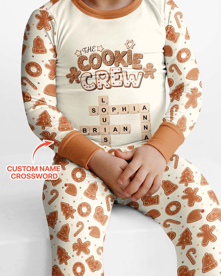 Custom Crossword Cookie Crew Bamboo Two Piece Long Sleeve Pajama Set