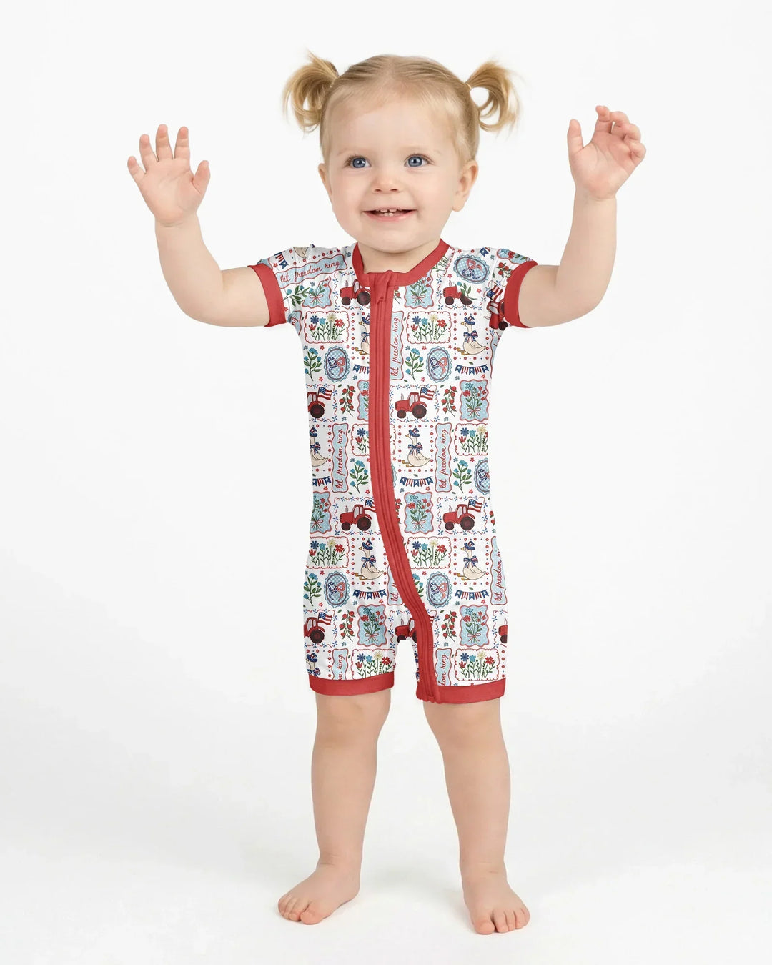 Patriotic USA Silly Goose Family Matching Bamboo Shorty Zippy