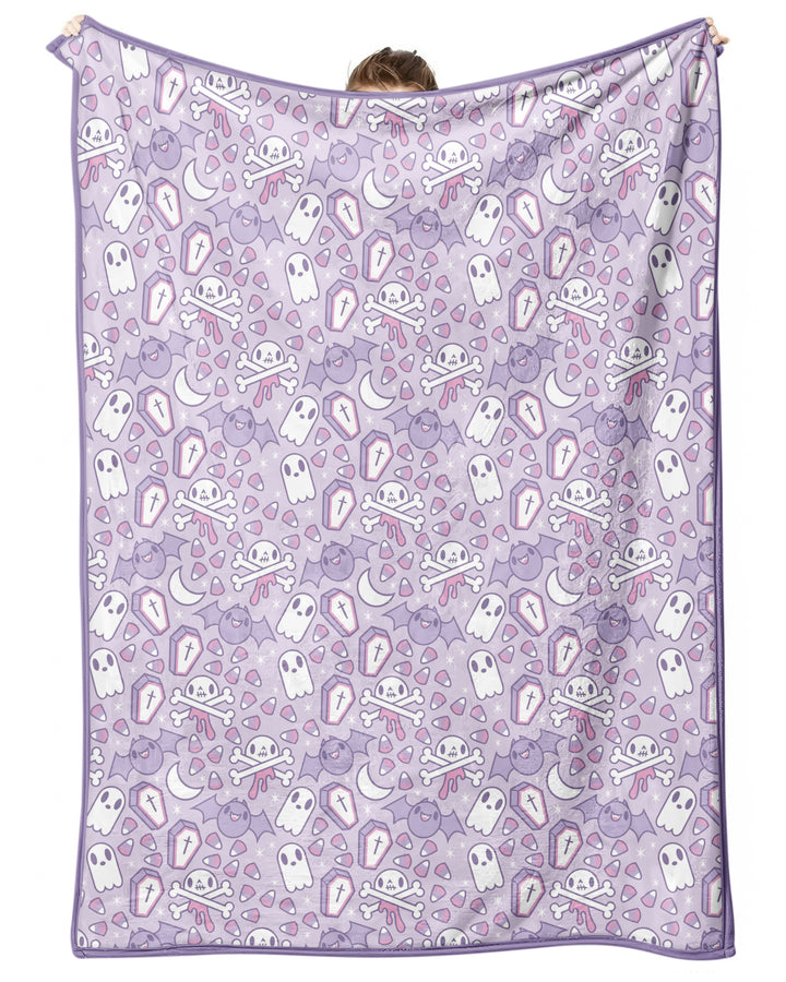 Cute Ghost Halloween Pastel Purple Spooky Bamboo Blanket