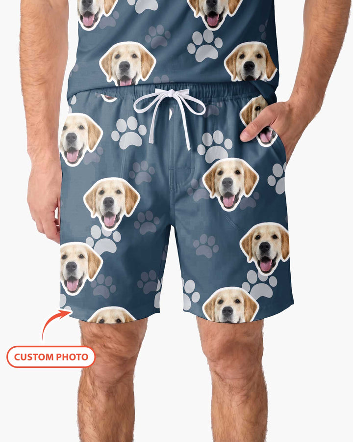 Personalized Dog & Cat Photo Bamboo Men Short Sleeve Short Pajama Set