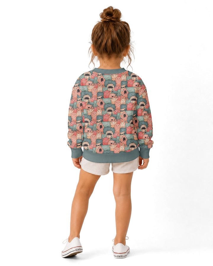 Cute Monster Crowd Bamboo Crewneck Sweatshirt