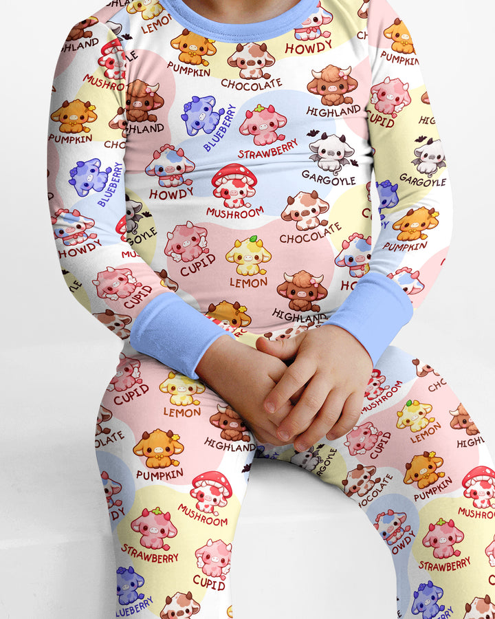 Kawaii Cow Bamboo Two Piece Long Sleeve Pajama Set