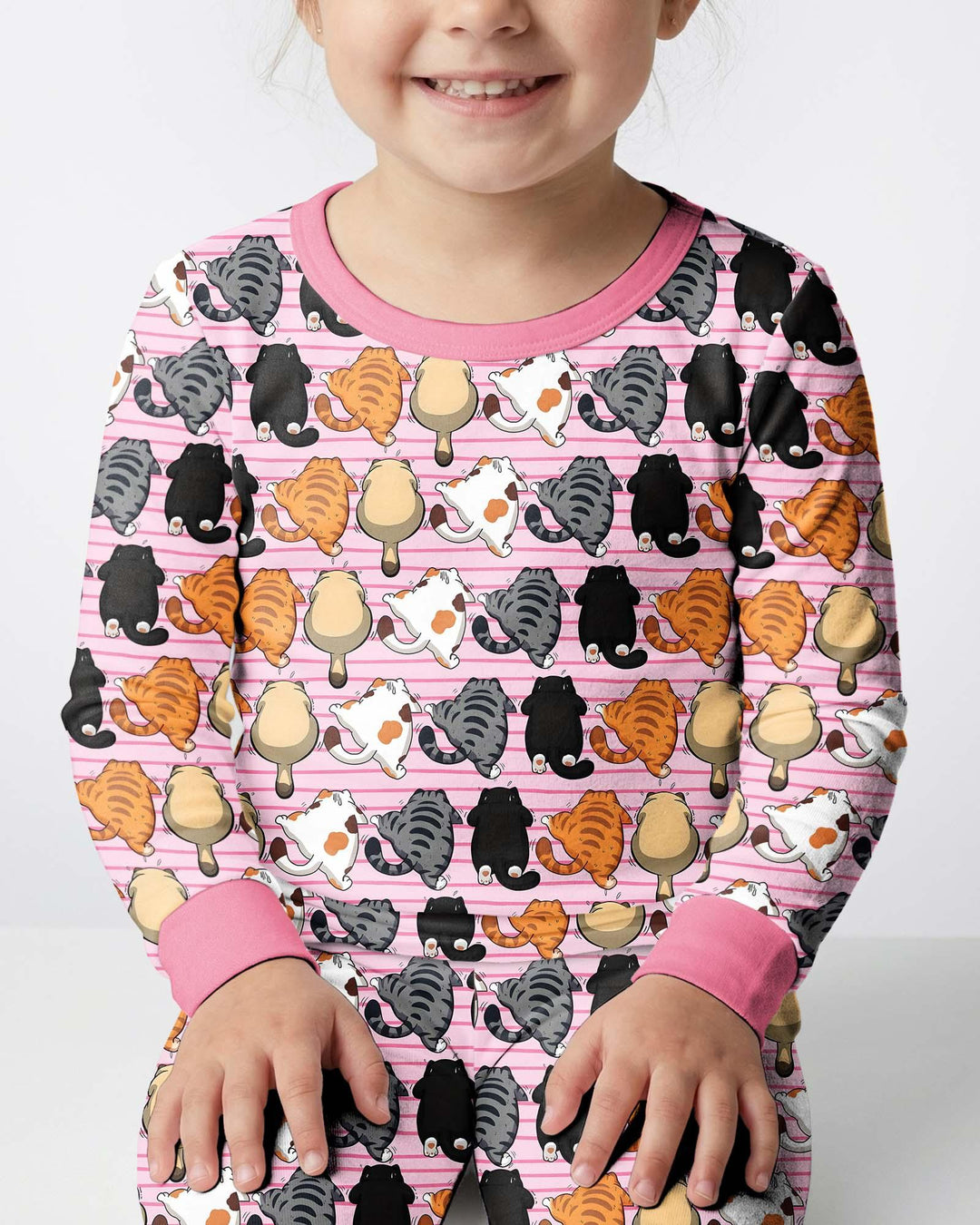 Funny Cat Butts Club Family Matching Bamboo Two Piece Long Sleeve Pajama Set