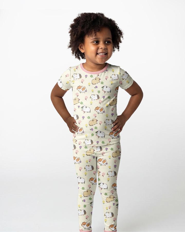 Guinea Pig Garden Bamboo Two Piece Short Sleeve Pajama Set