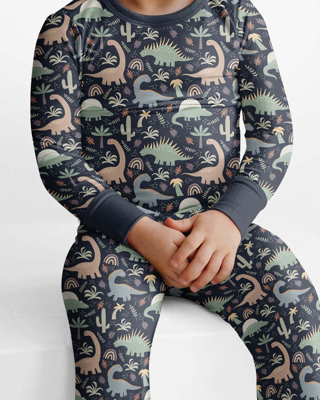 Navy Jurassic Jungle Bamboo Two Piece Pyjamas Set