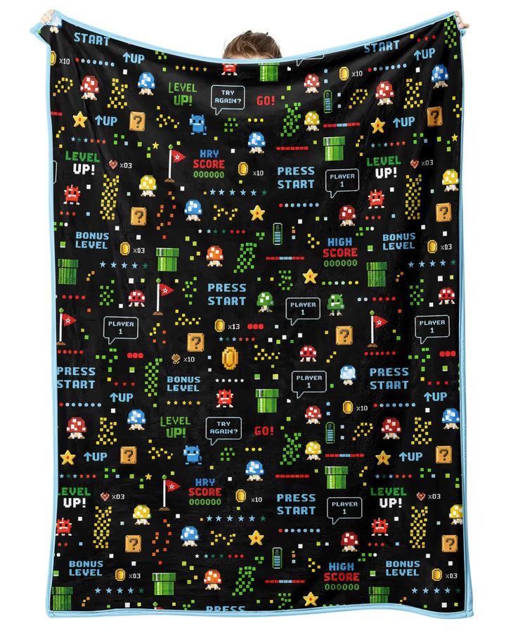 Pixel Game Lover Matching Bamboo Blanket