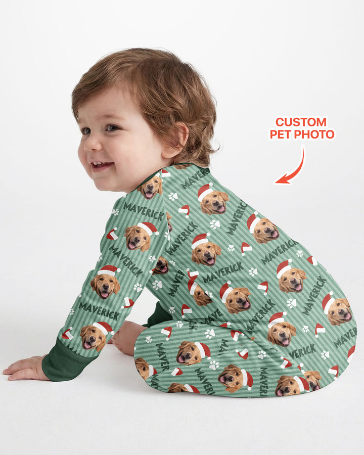 Custom Pet Photo Christmas Paws Stripe Bamboo Convertible Zippy