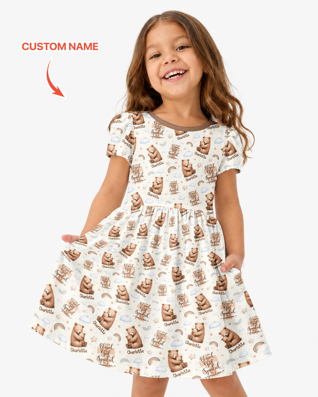 Custom Name Blessed By God Spoiled By Grandma Bamboo Twirl Dress