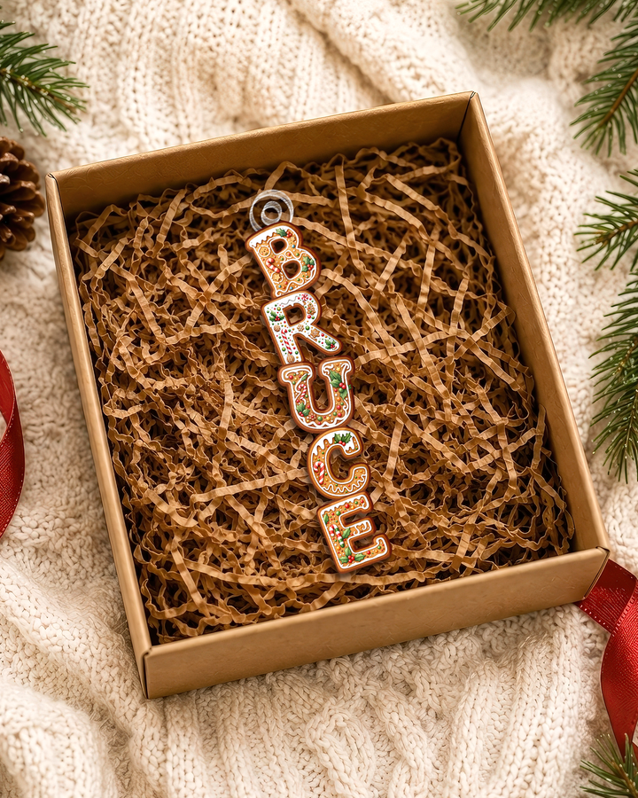 Christmas Gingerbread Letter Acrylic Ornament