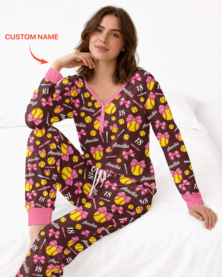 Little Softball Star Bamboo Women Pajama Set