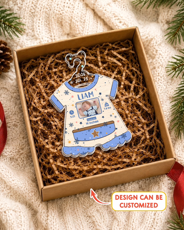 Personalized Baby Birth Stats Personalized 1-Side Photo Acrylic Ornament