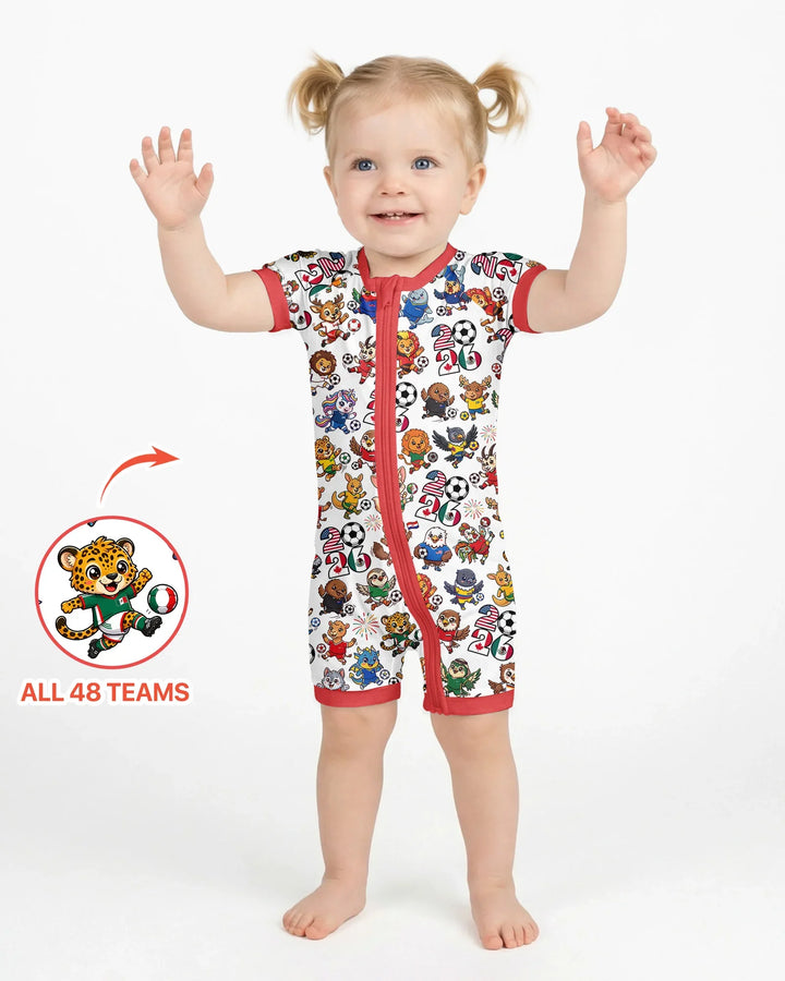 Kawaii Animals Soccer Tour 2026 Family Matching Bamboo Shorty Zippy