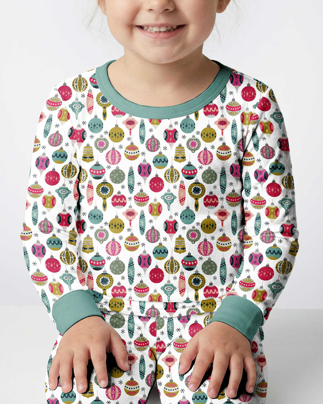 Tiny Christmas Ornaments   Bamboo Two Piece Long Sleeve Pajama Set
