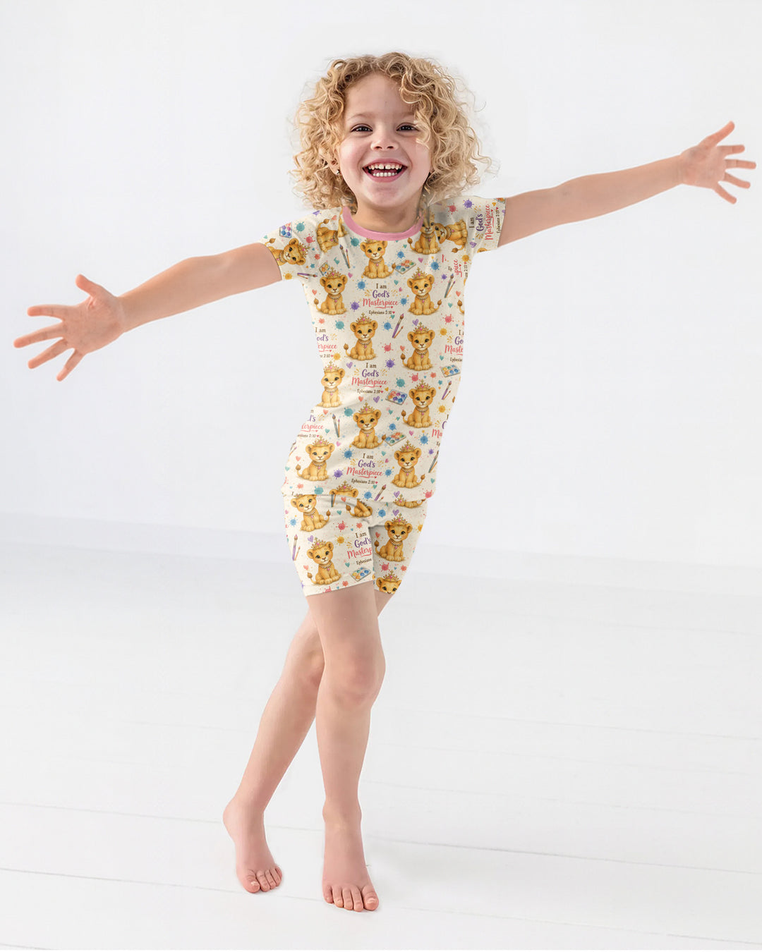 I Am God's Masterpiece Two Piece Short Sleeve Shorts Pajama Set
