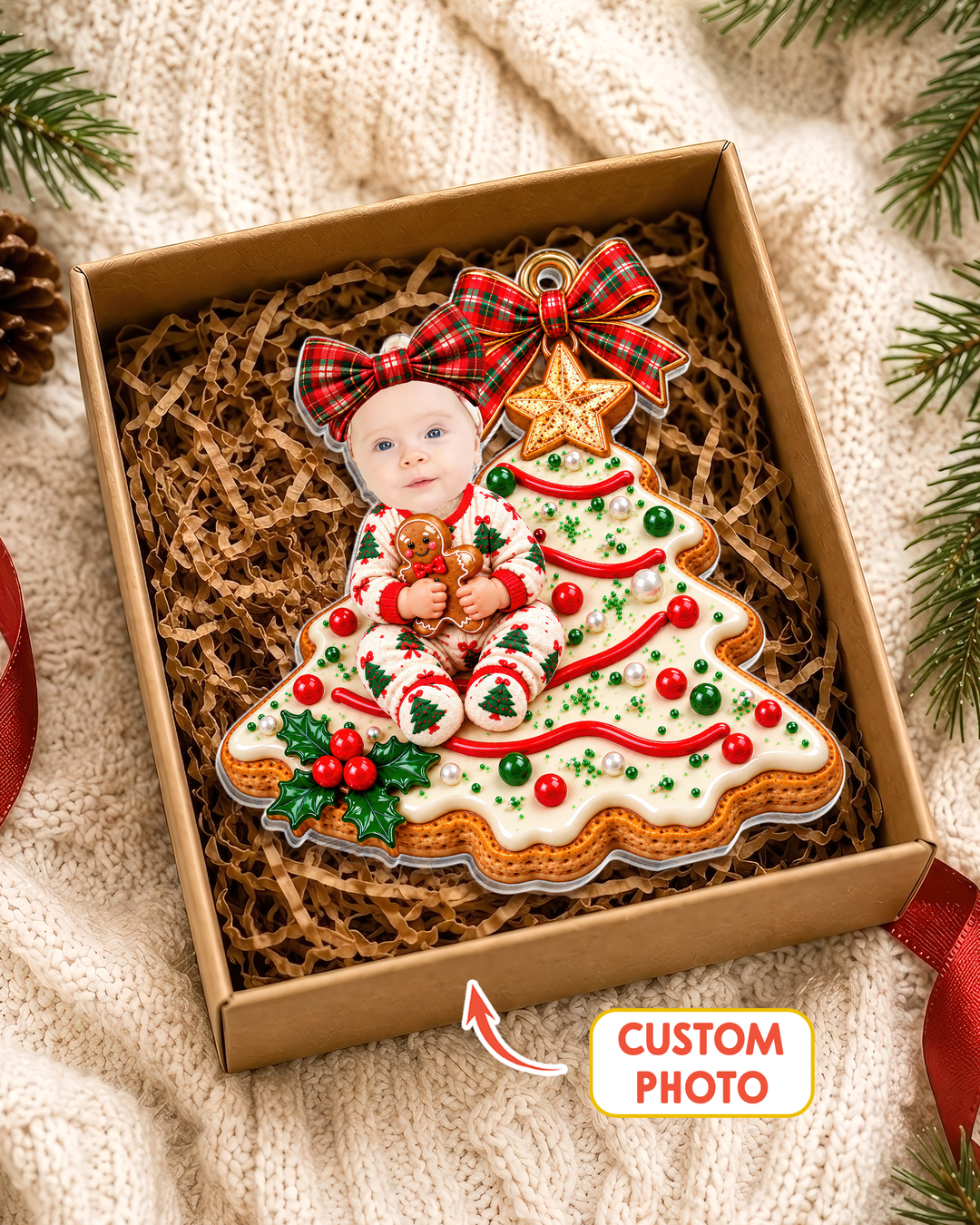 Sweet Christmas Tree Baby Personalized 1-Side Photo Acrylic Ornament
