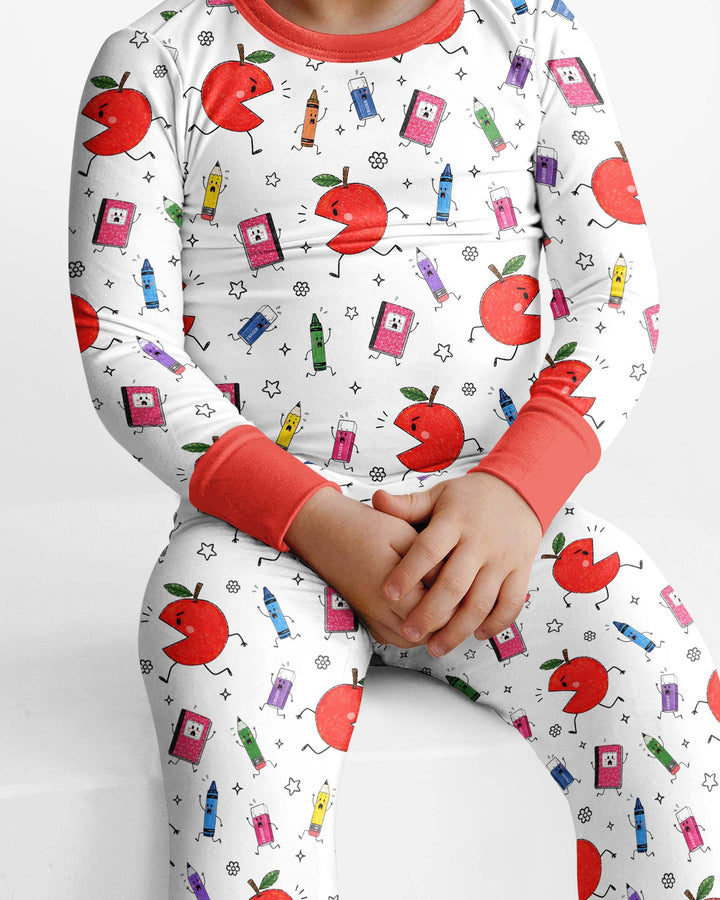 Back To School Chasing Bamboo Two Piece Long Sleeve Pajama Set