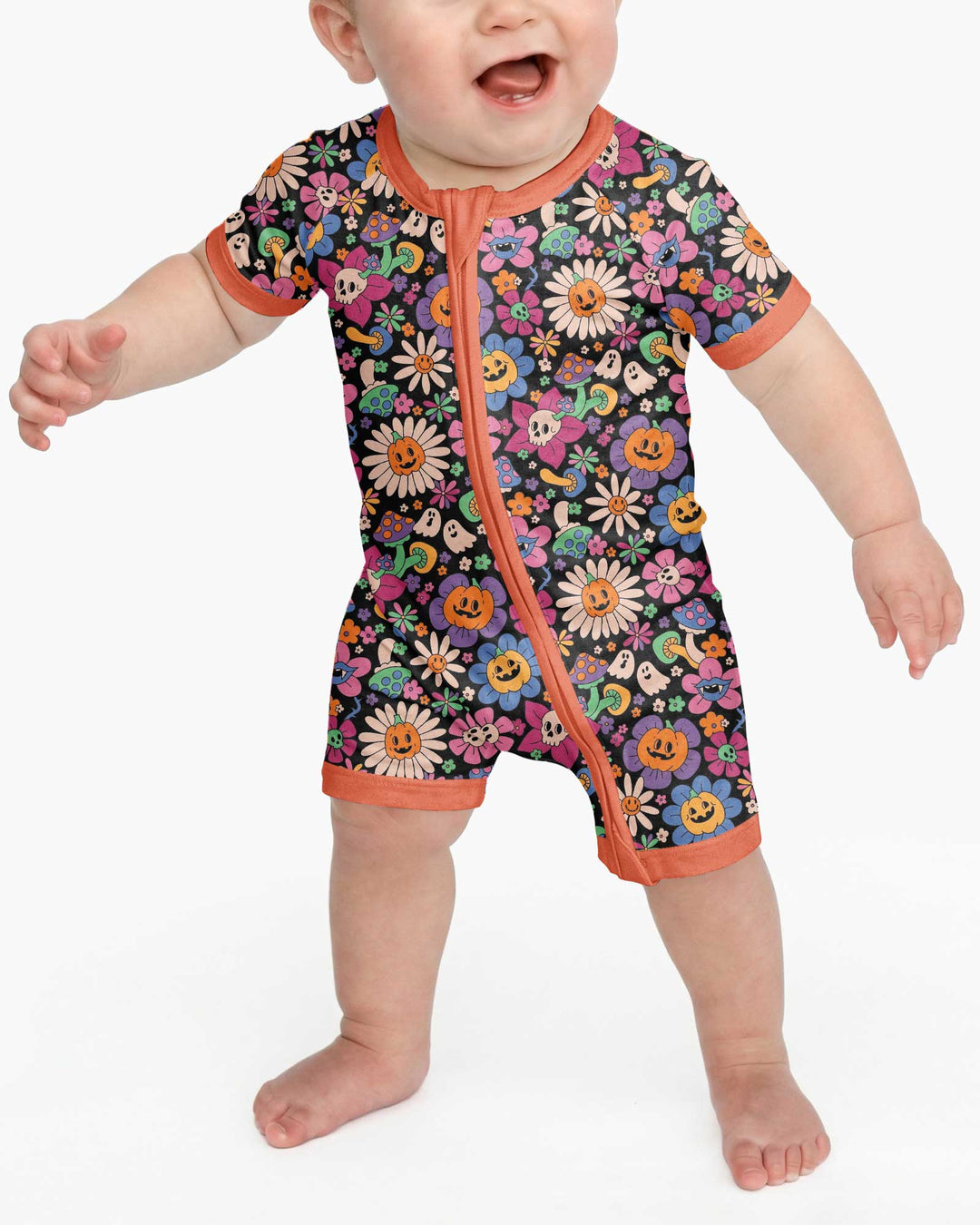 Halloween Flowers Bamboo Shorty Zippy