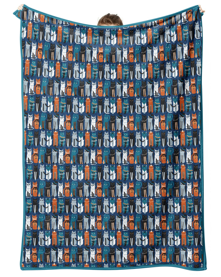 Retro Halloween Cat Bamboo Blanket