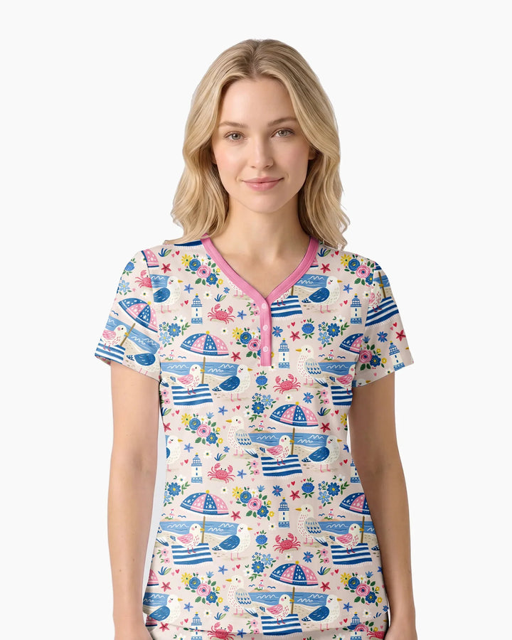 A Day At The Shore Bamboo Women Short Sleeve Short Pajama Set