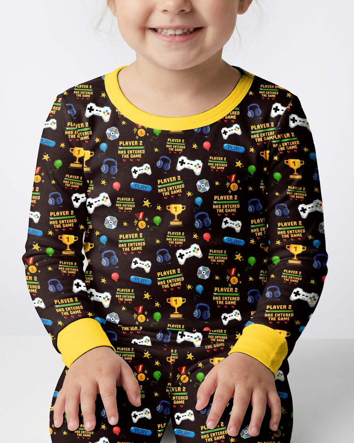 Leveled Up Daddy & Me Matching Bamboo Two Piece Long Sleeve Pajama Set