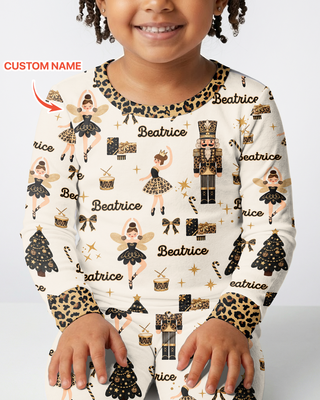 Custom Name Leopard Nutcracker Era Bamboo Two Piece Long Sleeve Pajama Set
