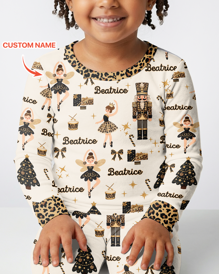 Custom Name Leopard Nutcracker Era Bamboo Two Piece Long Sleeve Pajama Set