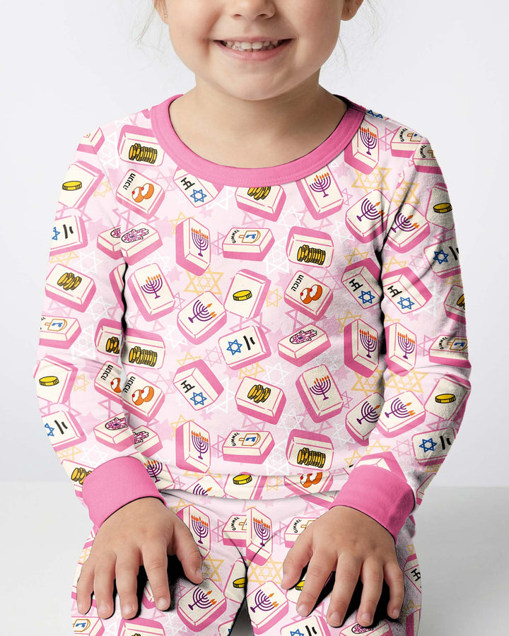 Hanukkah Mahjong Club Bamboo Two Piece Long Sleeve Pajama Set