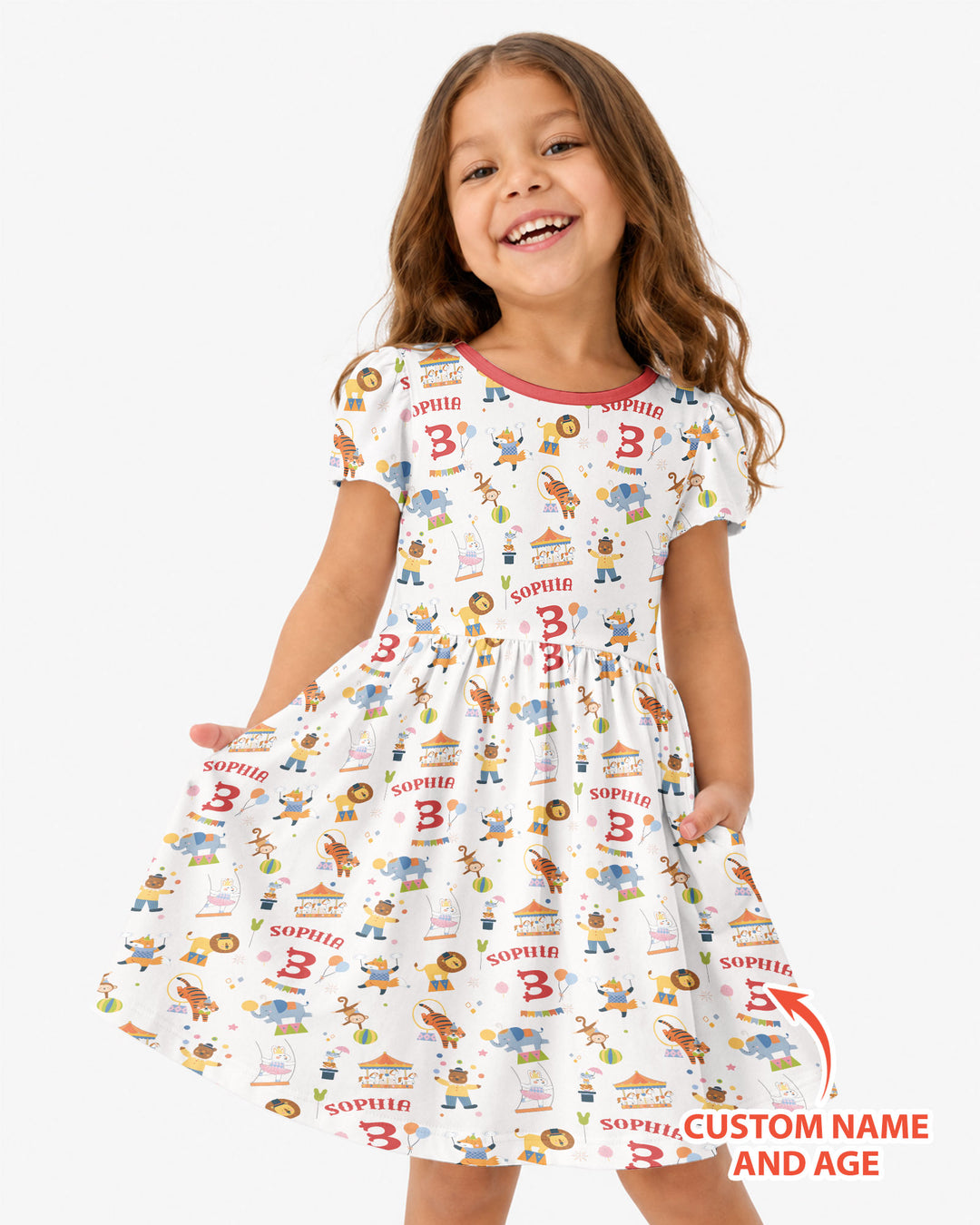 Custom Name Birthday Circus Bamboo Twirl Dress