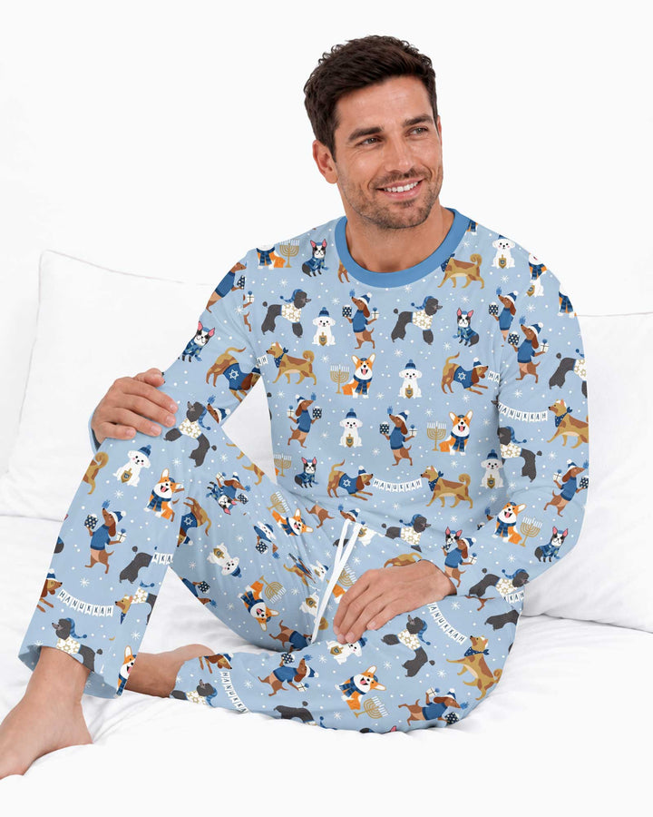 Hanukkah Dogs Bamboo Men's Pajama Set