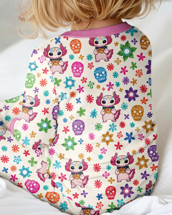 Sugar Skull Axolotl  Bamboo Convertible Zippy