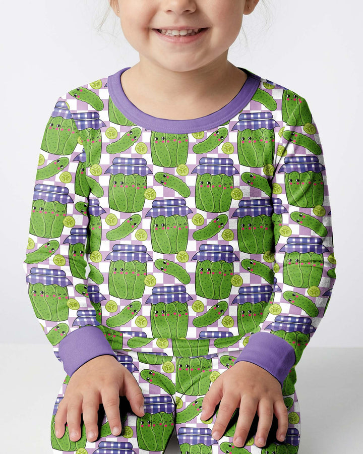 Kawaii Pickle Jar Bamboo Two Piece Long Sleeve Pajama Set