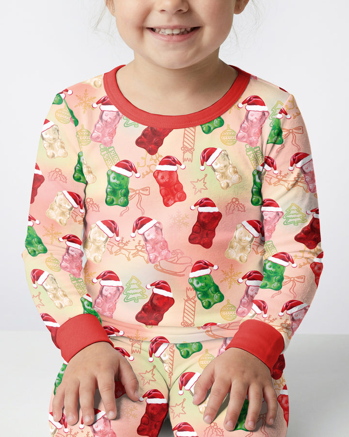 Gummy Bear Santa Christmas Bamboo Two Piece Long Sleeve Pajama Set