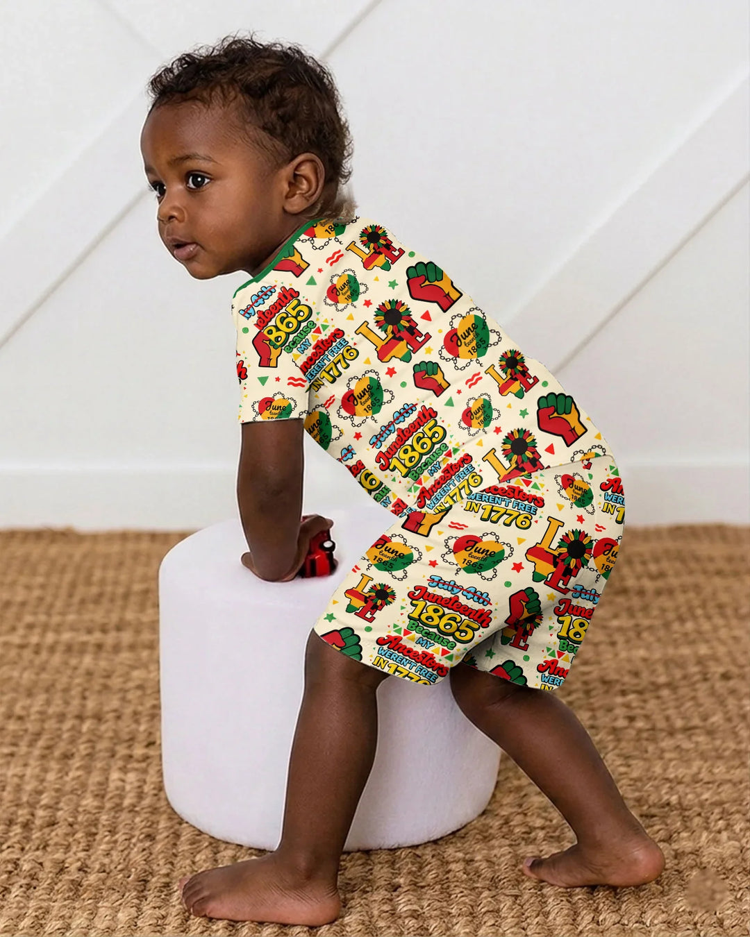 Juneteenth 1865 Because My Ancestors Weren't Free In 1776 Bamboo Two Piece Short Sleeve Shorts Pajama Set