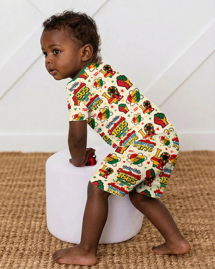 Juneteenth 1865 Because My Ancestors Weren't Free In 1776 Bamboo Two Piece Short Sleeve Shorts Pajama Set