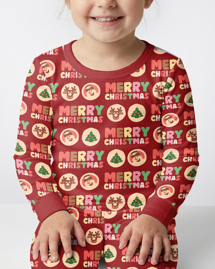 Merry Christmas Cookies Bamboo Two Piece Long Sleeve Pajama Set