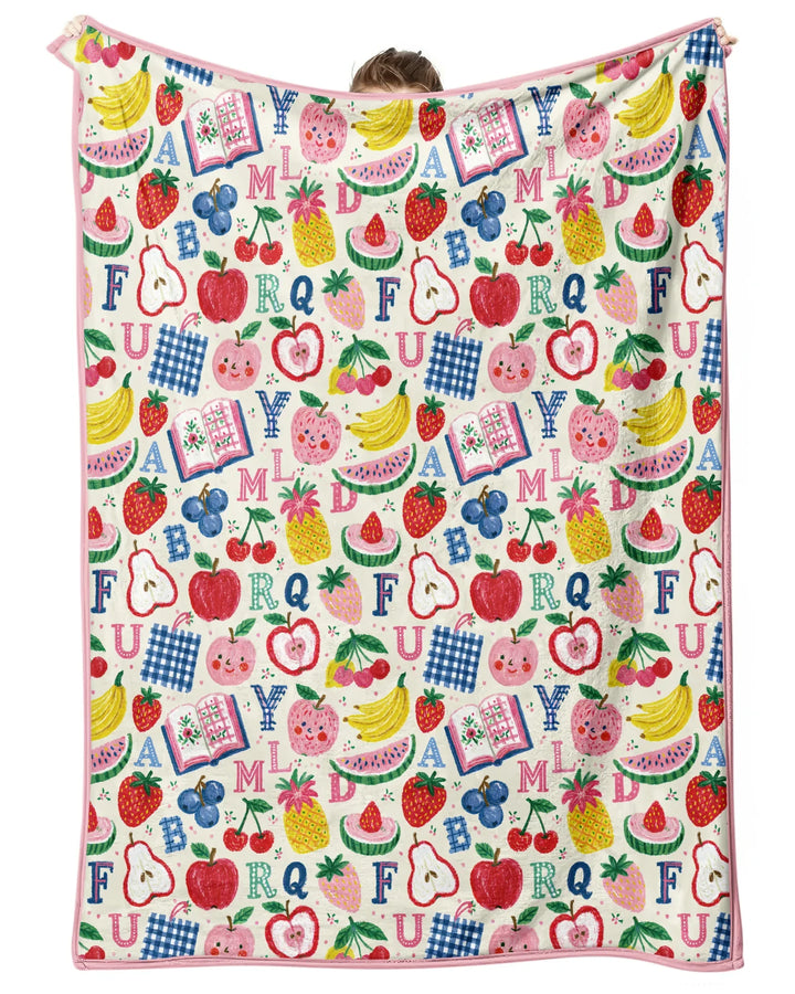 Back To School Fruit Alphabet Bamboo Blanket