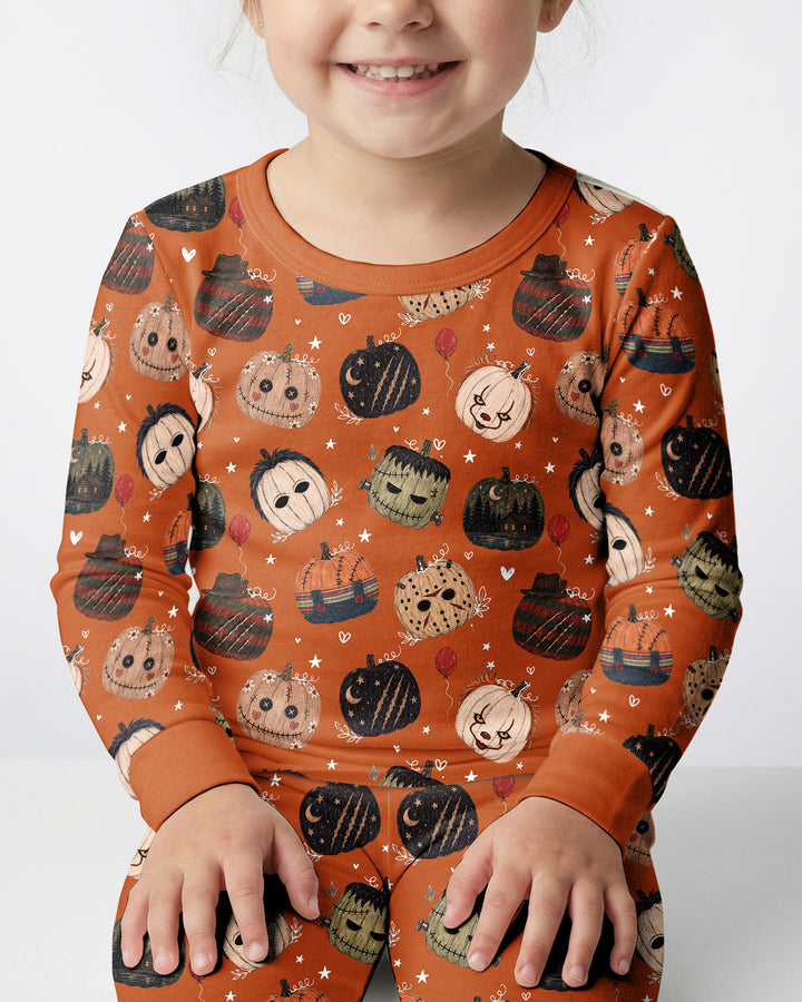 Spooky Slasher Pumpkins Bamboo Two Piece Long Sleeve Pajama Set