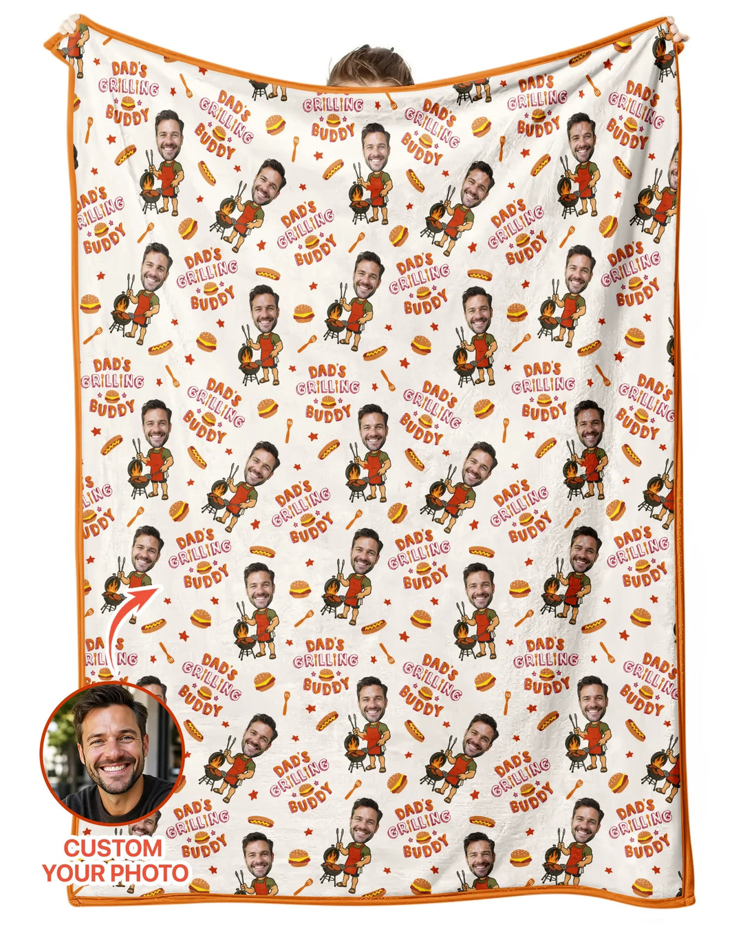 Custom Photo Dad's Grilling Buddy Family Matching Bamboo Blanket