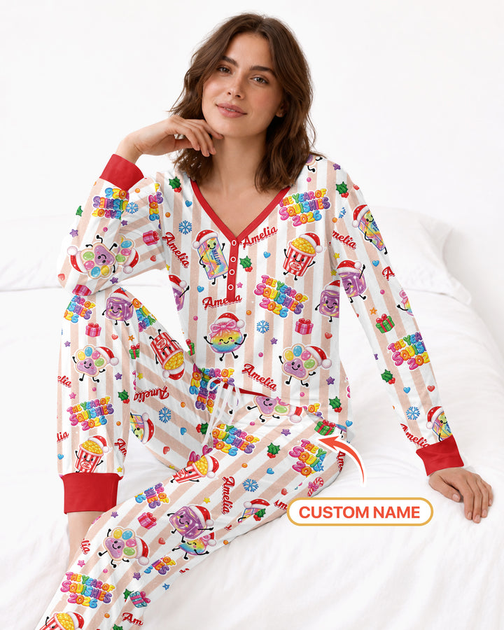 Custom Name The Year of Squishies 2026 Bamboo Women Pajama Set