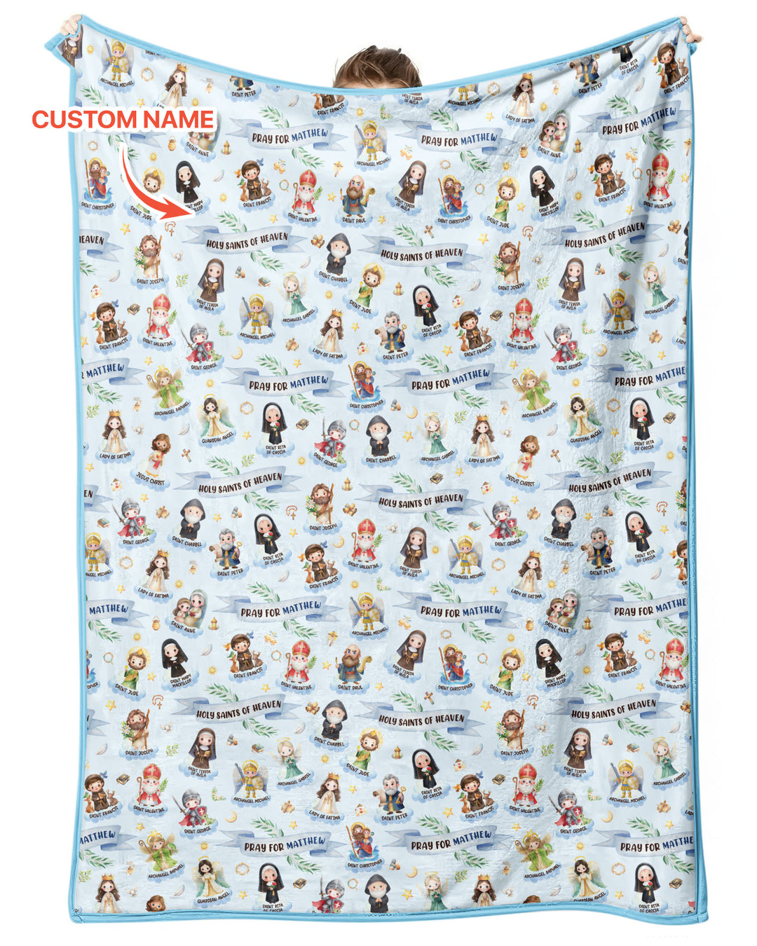 Holy Saints of Heaven Custom Name Bamboo Blanket
