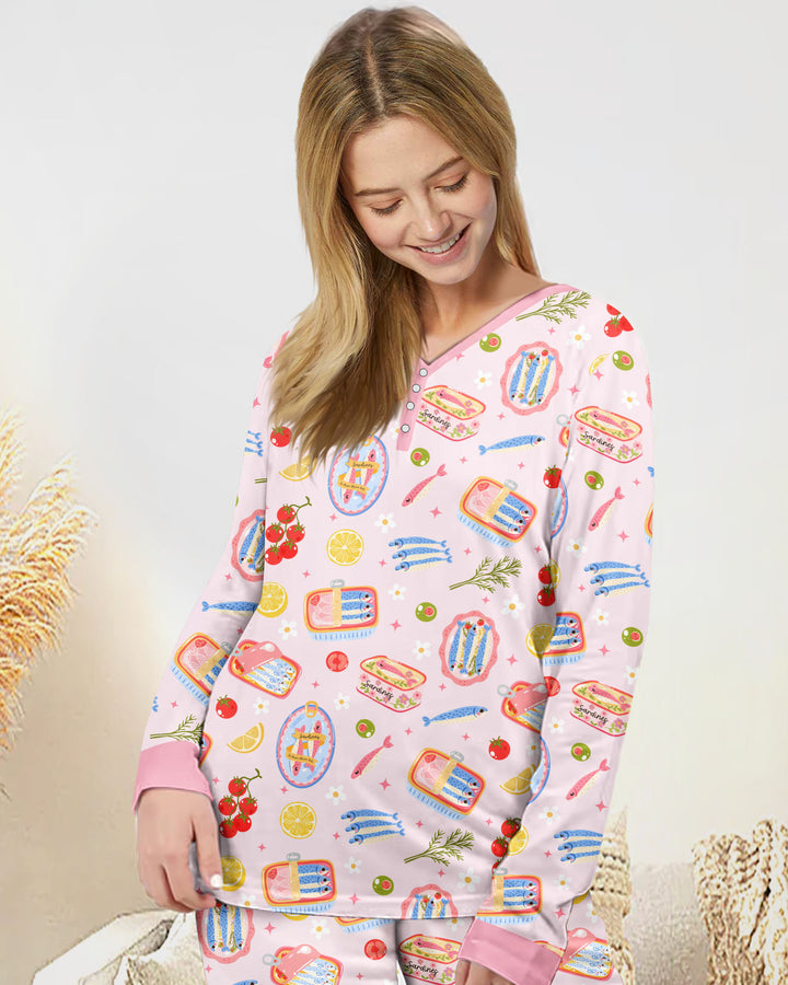 Preppy Sardines Bamboo Women Pajama Set