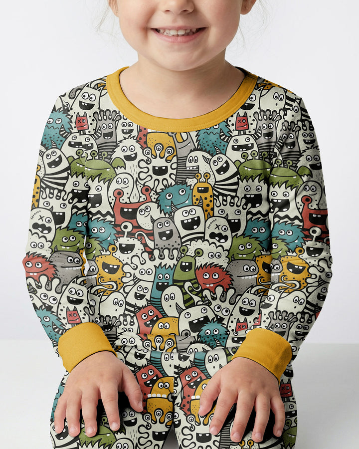 Monsters And Friends Bamboo Two Piece Long Sleeve Pajama Set