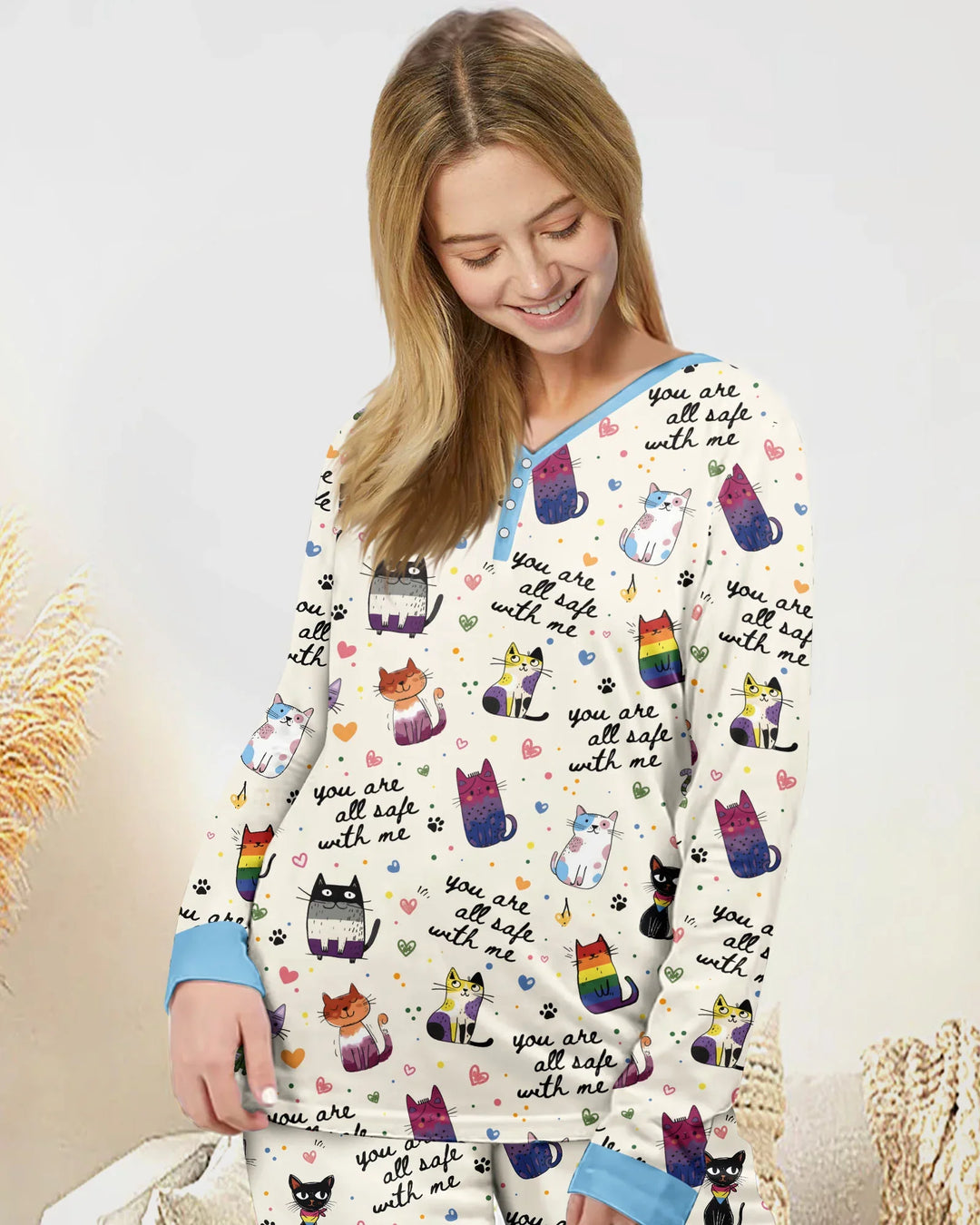Loved & Safe Kitties Family Matching Bamboo Women Pajama Set