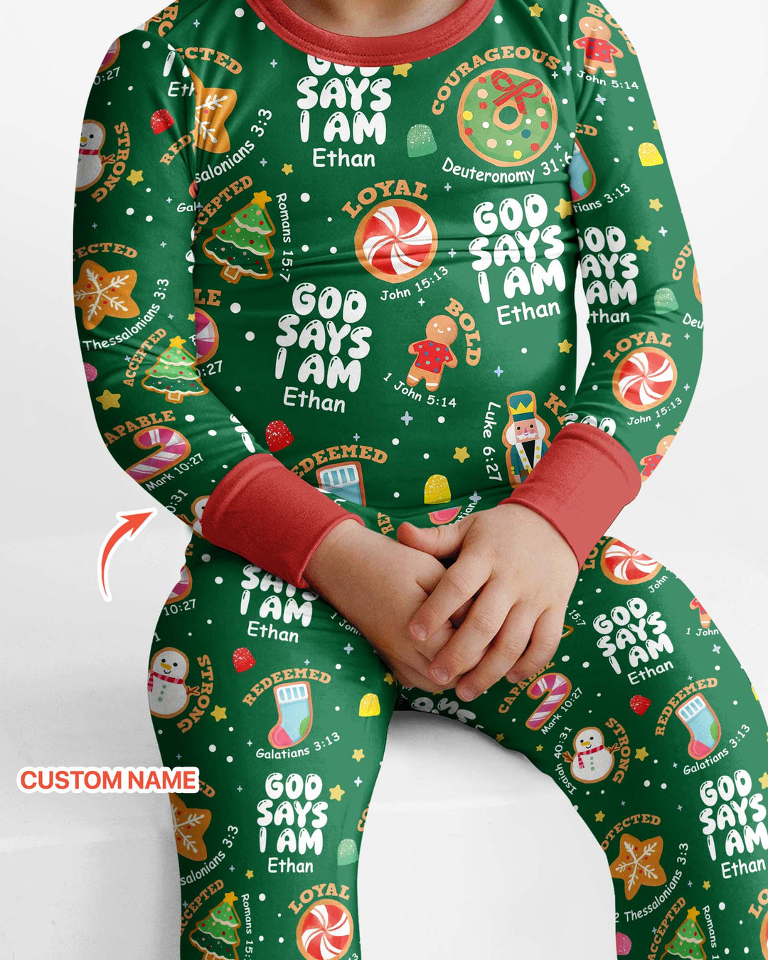 Merry Christmas God Says I Am Custom Name Bamboo Two Piece Long Sleeve Pyjamas Set