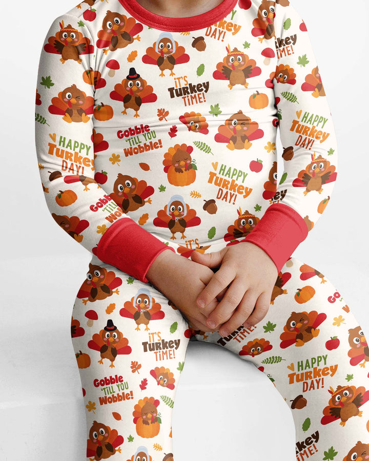 Happy Turkey Day Bamboo Two Piece Long Sleeve Pajama Set