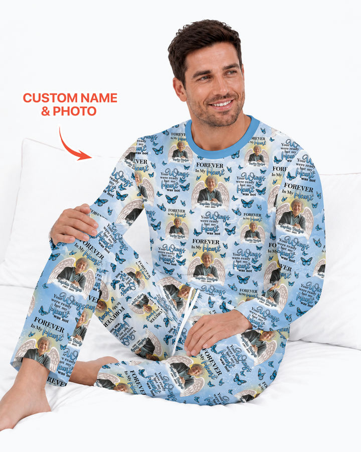 Custom Photo Forever In My Heart Family Matching Bamboo Men Pajama Set