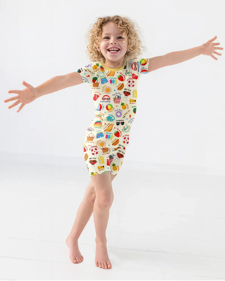 Love Summer Bamboo Two Piece Short Sleeve Shorts Pajama Set
